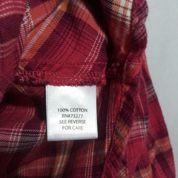 Sonoma Pink Plaid Western Button Front Long Sleeve Top Size PS - Picture 9 of 10